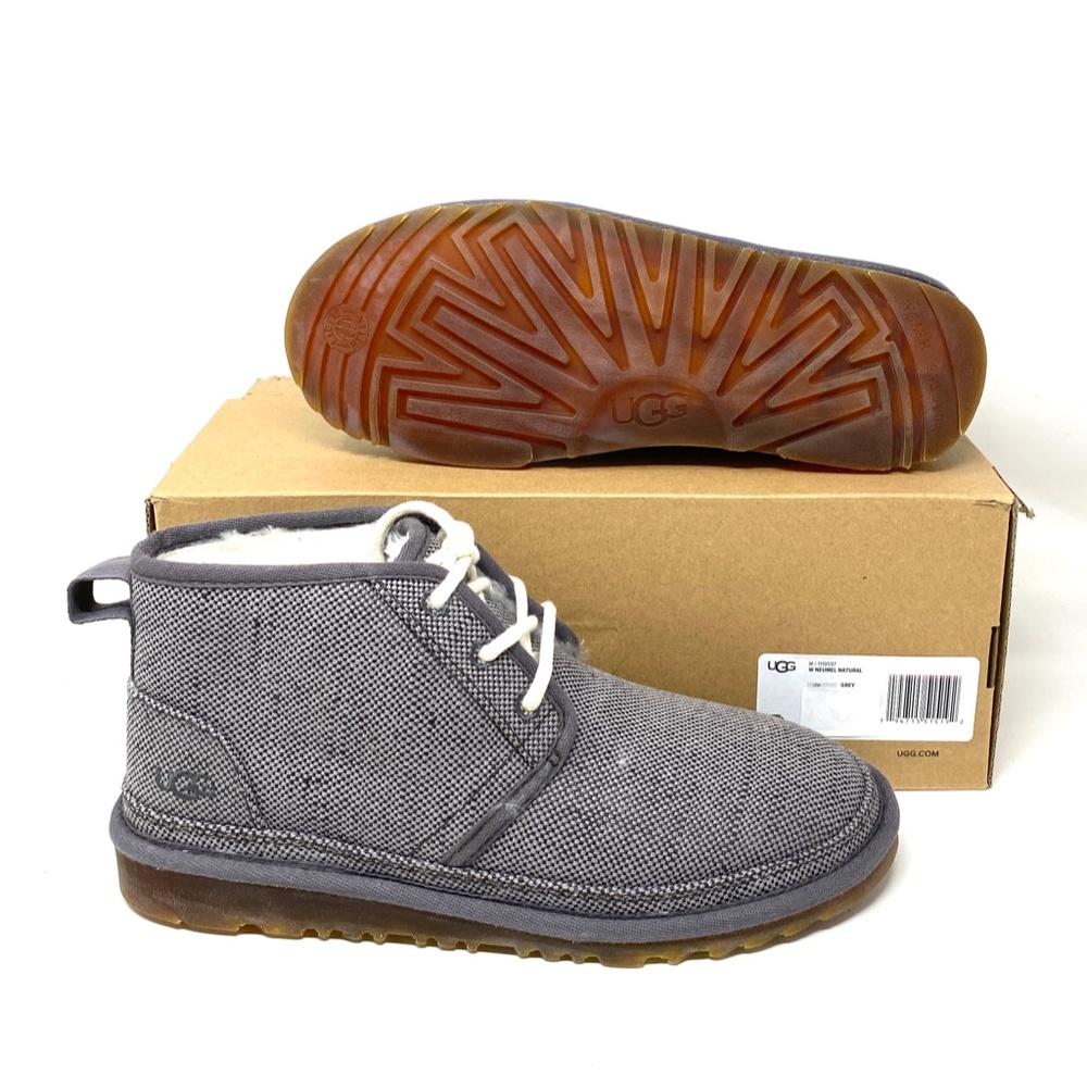 UGG NEUMEL Mid Top Casual Snow Boots Gray Naturals Canvas Fur Women Size 1119597 - Picture 10 of 12